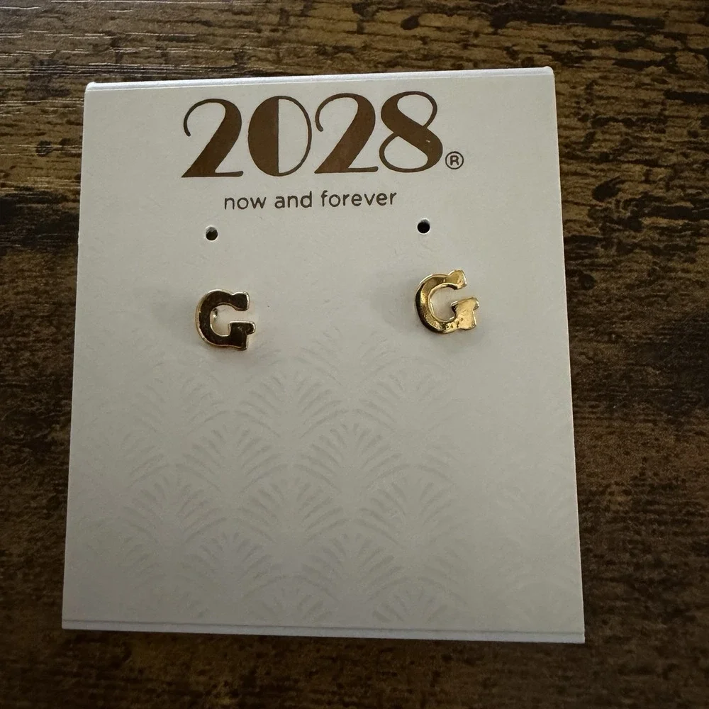 2028 Now And Forever Gold-Tone Letter G Stud Earrings